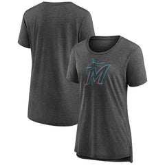 Miami Marlins Women's Weathered Official Logo Tri-Blend T-Shirt - Gray - MLB Online