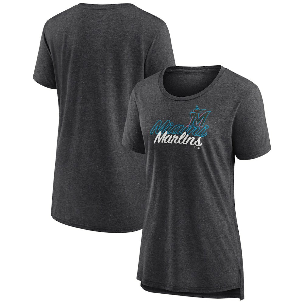 Miami Marlins Women's Practice Time Tri-Blend T-Shirt - Gray - MLB on Sale