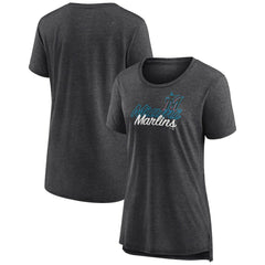 Miami Marlins Women's Practice Time Tri-Blend T-Shirt - Gray - MLB on Sale