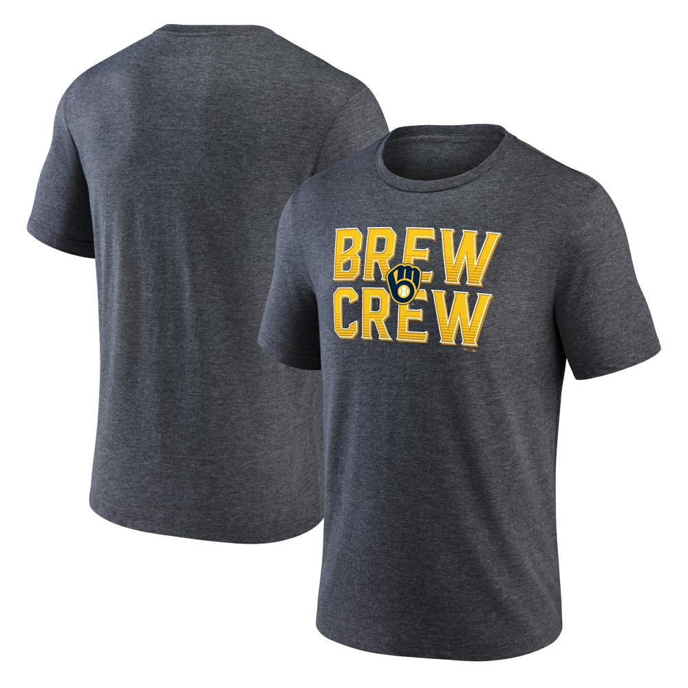 Milwaukee Brewers Brew Crew Fancy Tri-Blend T-Shirt - Charcoal - MLB Lifestyle