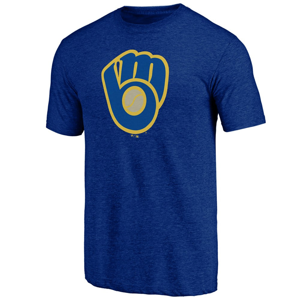 Milwaukee Brewers Cooperstown Official Logo Tri-Blend T-Shirt - Royal - MLB Sale
