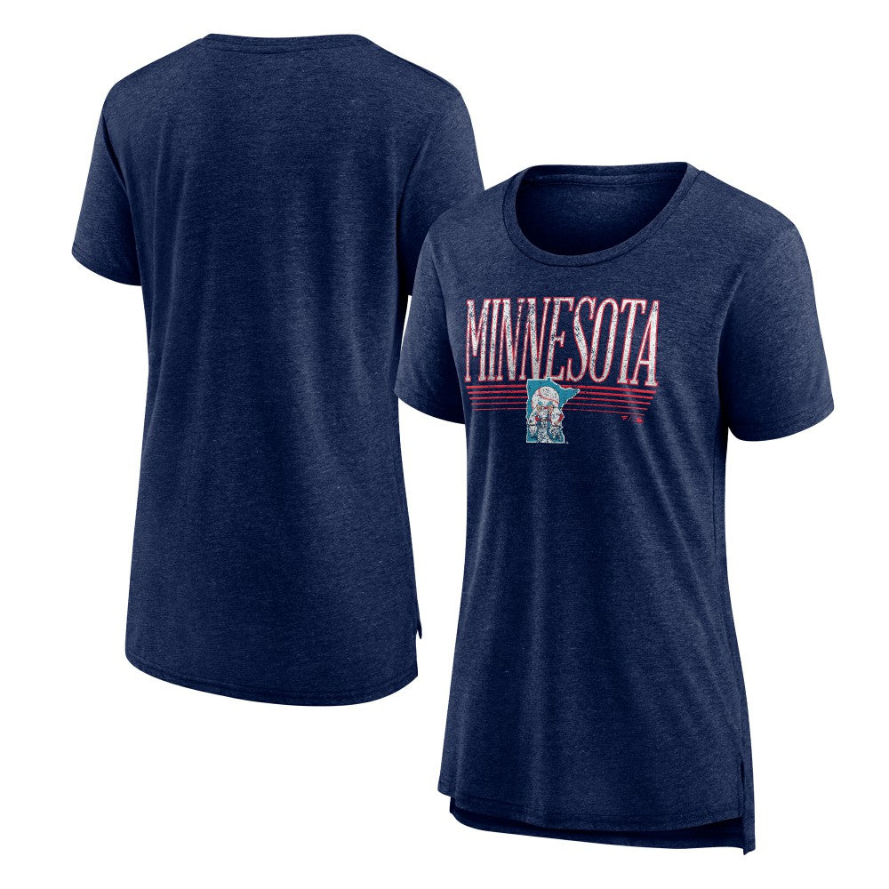 Minnesota Twins Women's Toppler Tri-Blend T-Shirt - Navy - MLB Discount