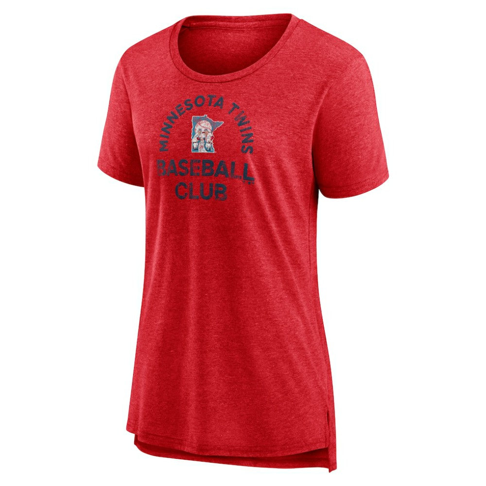 Minnesota Twins Women's Selected First Tri-Blend T-Shirt - Red - MLB Lifestyle