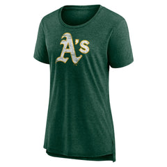 Athletics Women's Weathered Official Logo Tri-Blend T-Shirt - Green - MLB Online