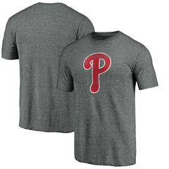 Philadelphia Phillies Weathered Official Logo Tri-Blend T-Shirt - Heather Gray - MLB Sale