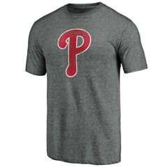 Philadelphia Phillies Weathered Official Logo Tri-Blend T-Shirt - Heather Gray - MLB Sale