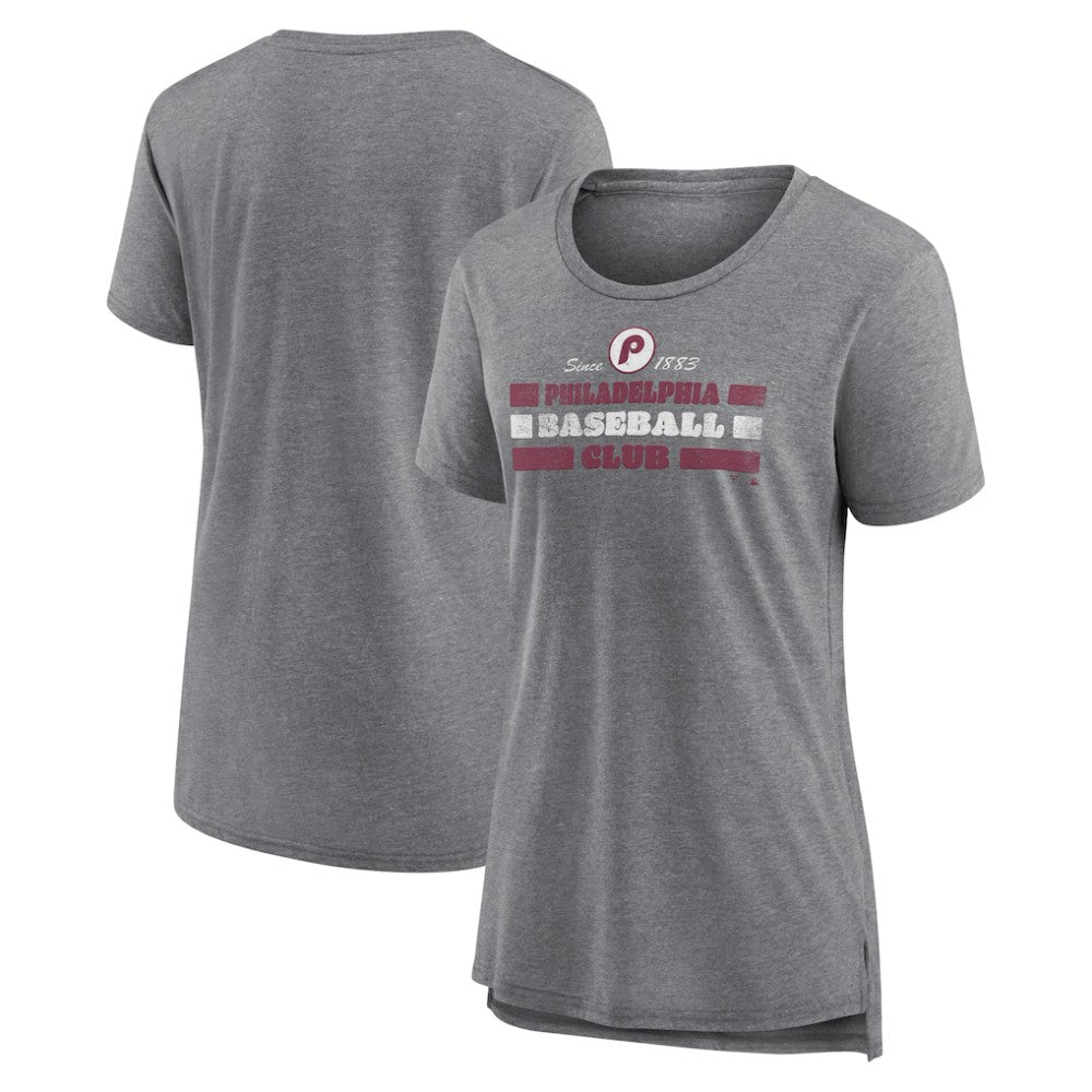 Philadelphia Phillies Women's Power Swing Tri-Blend T-Shirt - Gray - MLB Online