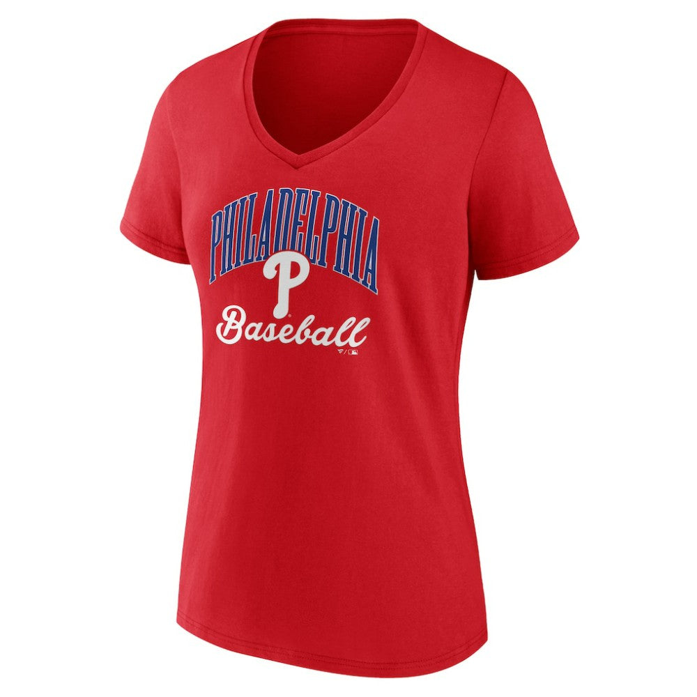 Philadelphia Phillies Women's Victory Script V-Neck T-Shirt - Red - MLB Online