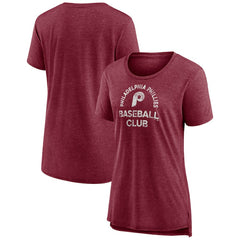 Philadelphia Phillies Women's Selected First Tri-Blend T-Shirt - Burgundy - MLB Discount