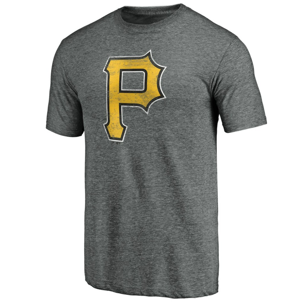 Pittsburgh Pirates Weathered Official Logo Tri-Blend T-Shirt - Heather Gray - MLB Lifestyle