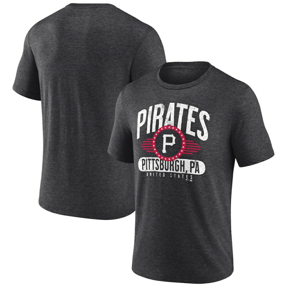 Pittsburgh Pirates Badge of Honor Tri-Blend T-Shirt - Charcoal - MLB on Sale