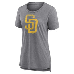 San Diego Padres Women's Weathered Official Logo Tri-Blend T-Shirt - Gray - MLB Discount