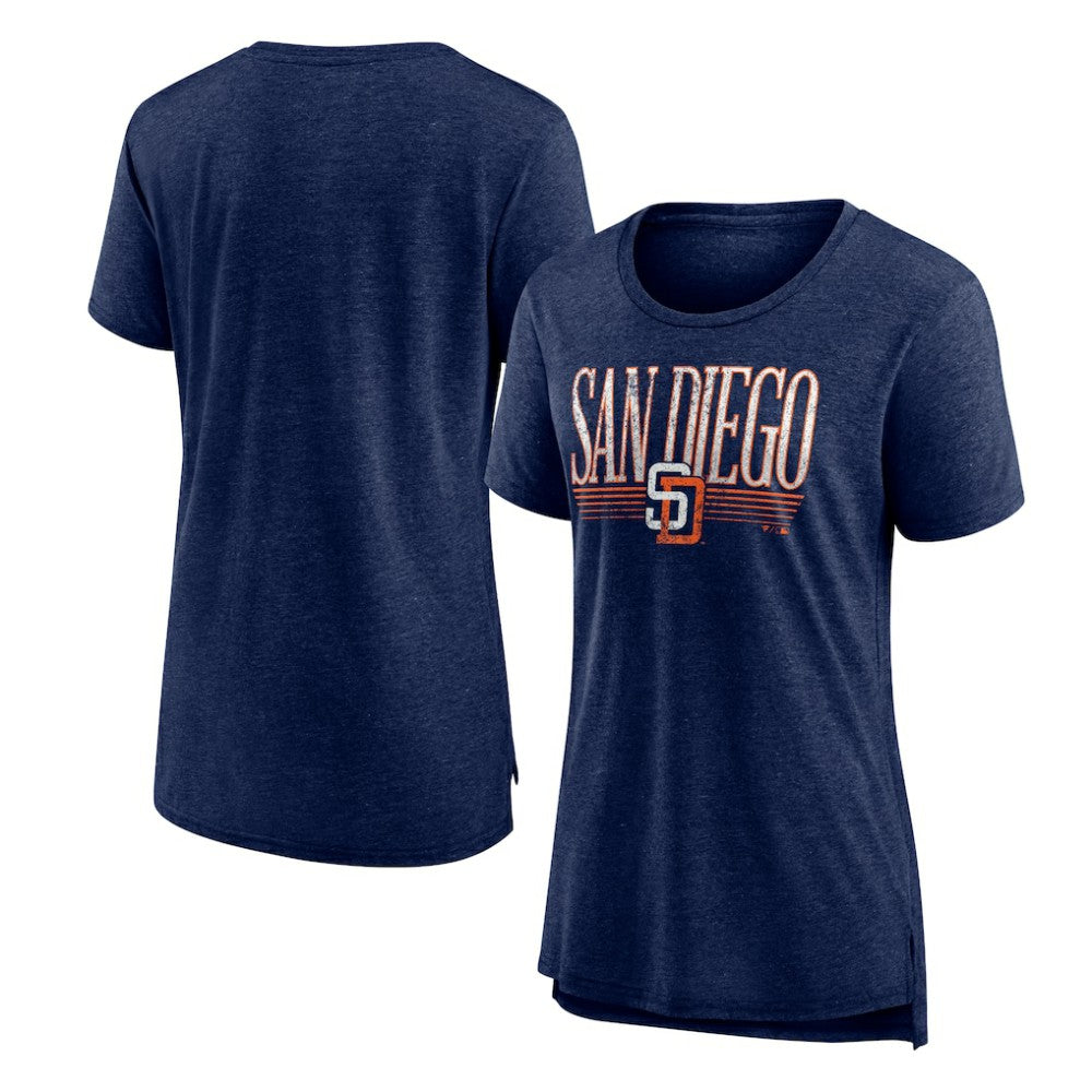 San Diego Padres Women's Toppler Tri-Blend T-Shirt - Navy - MLB Sale