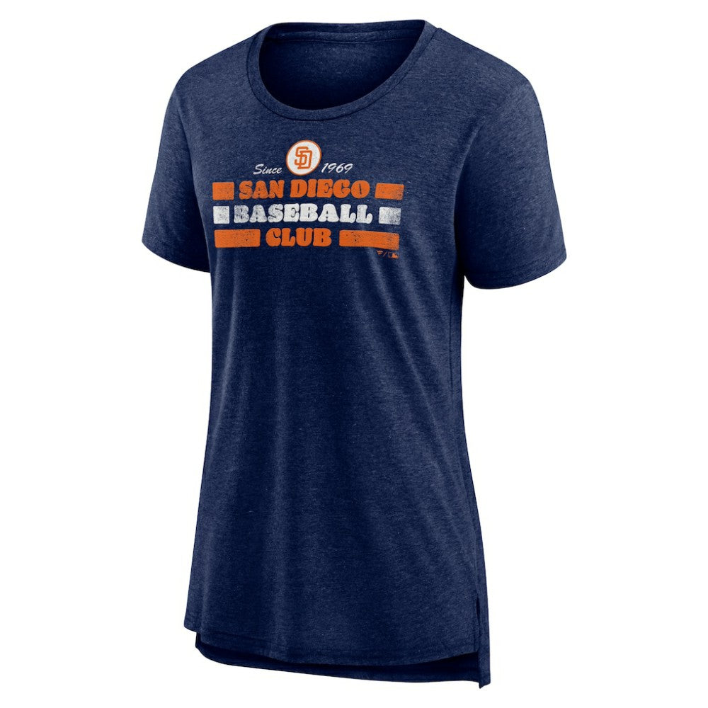 San Diego Padres Women's Power Swing Tri-Blend T-Shirt - Navy - MLB Sale