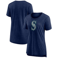 Seattle Mariners Women's Weathered Official Logo Tri-Blend T-Shirt - Navy - MLB Online