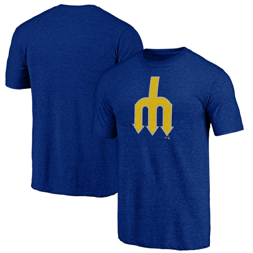 Seattle Mariners Cooperstown Official Logo Tri-Blend T-Shirt - Royal - MLB Discount