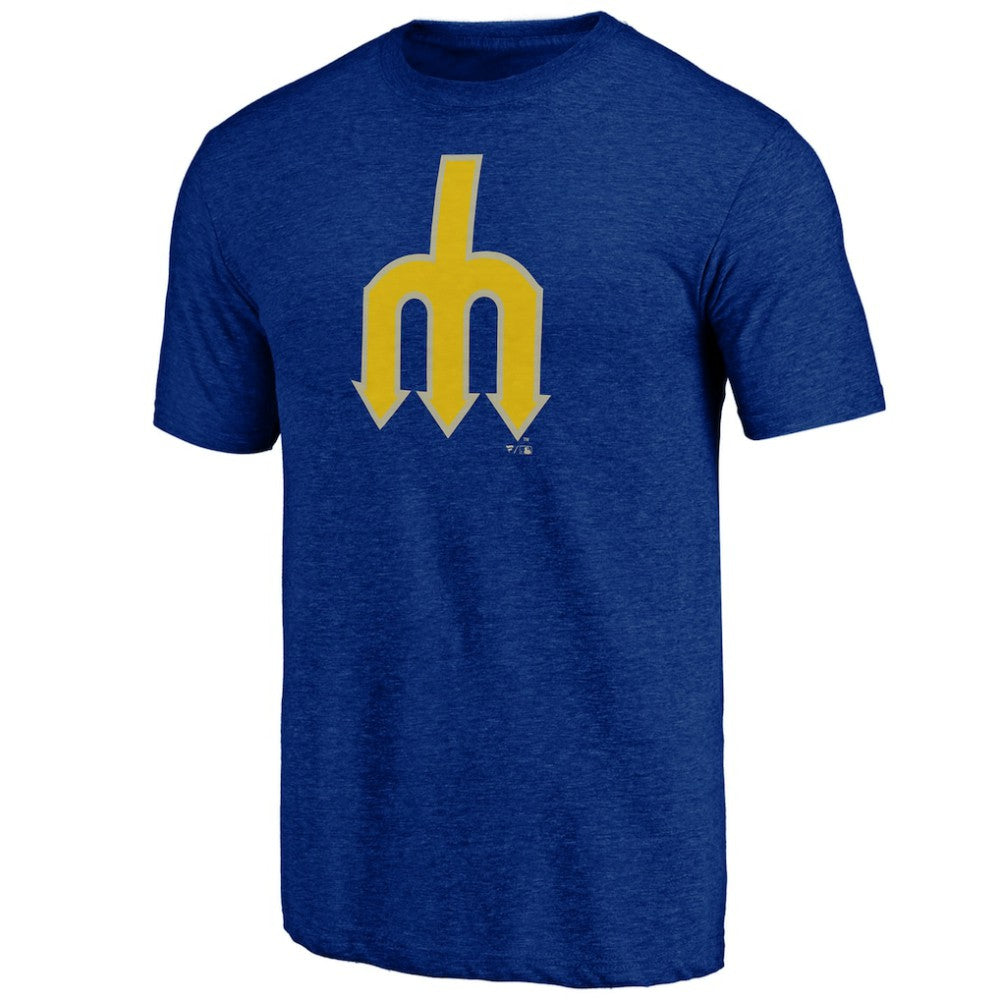 Seattle Mariners Cooperstown Official Logo Tri-Blend T-Shirt - Royal - MLB Discount