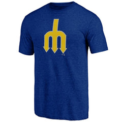 Seattle Mariners Cooperstown Official Logo Tri-Blend T-Shirt - Royal - MLB Discount