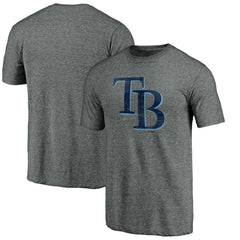 Tampa Bay Rays Weathered Official Logo Tri-Blend T-Shirt - Heather Gray - MLB Lifestyle