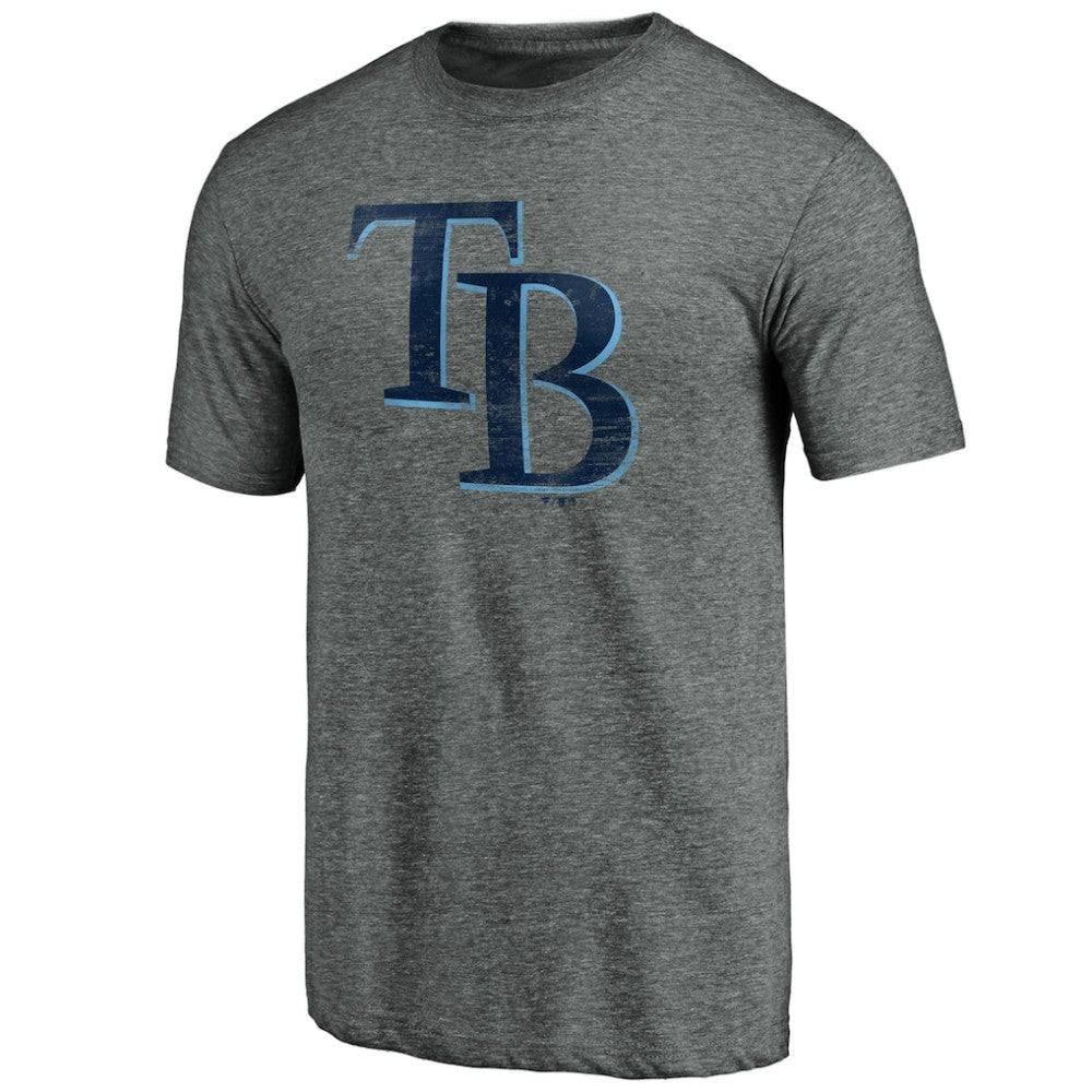 Tampa Bay Rays Weathered Official Logo Tri-Blend T-Shirt - Heather Gray - MLB Lifestyle