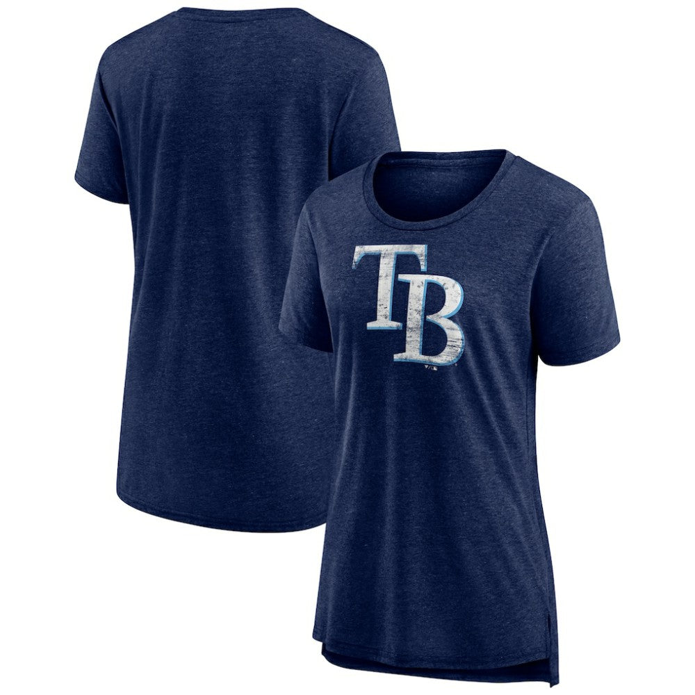 Tampa Bay Rays Women's Weathered Official Logo Tri-Blend T-Shirt - Navy - MLB Discount