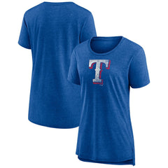 Texas Rangers Women's Weathered Official Logo Tri-Blend T-Shirt - Royal - MLB on Sale