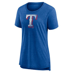 Texas Rangers Women's Weathered Official Logo Tri-Blend T-Shirt - Royal - MLB on Sale