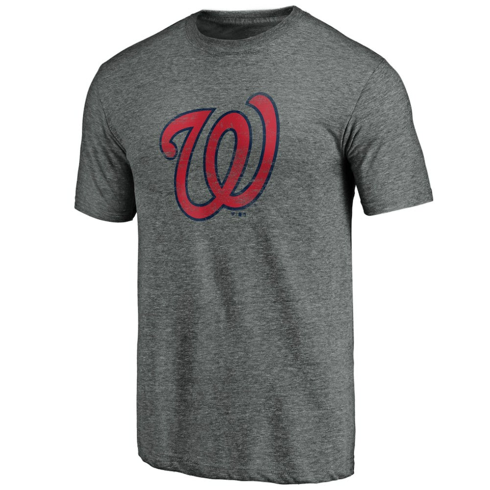 Washington Nationals Weathered Official Logo Tri-Blend T-Shirt - Heather Gray - MLB Lifestyle