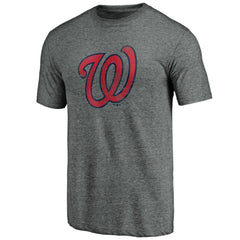 Washington Nationals Weathered Official Logo Tri-Blend T-Shirt - Heather Gray - MLB Lifestyle
