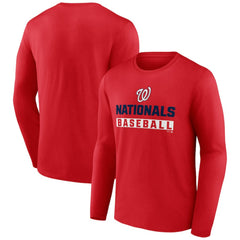 Washington Nationals Let's Go Long Sleeve T-Shirt - Red - MLB Sale