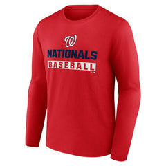 Washington Nationals Let's Go Long Sleeve T-Shirt - Red - MLB Sale