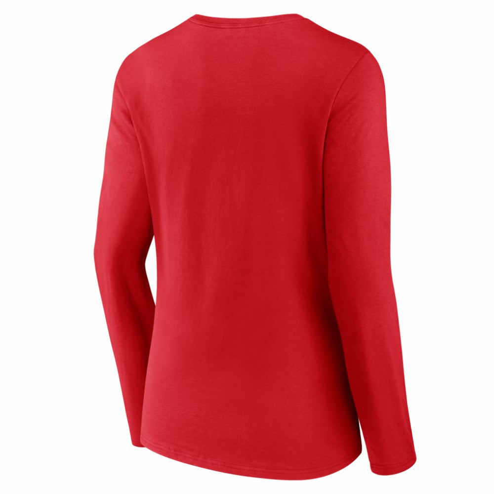 Washington Nationals Women's Live For It Long Sleeve V-Neck T-Shirt - Red - MLB Online