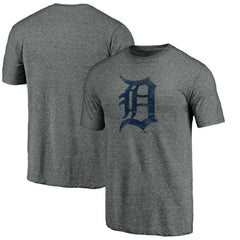 Detroit Tigers Weathered Official Logo Tri-Blend T-Shirt - Heather Gray - MLB Lifestyle