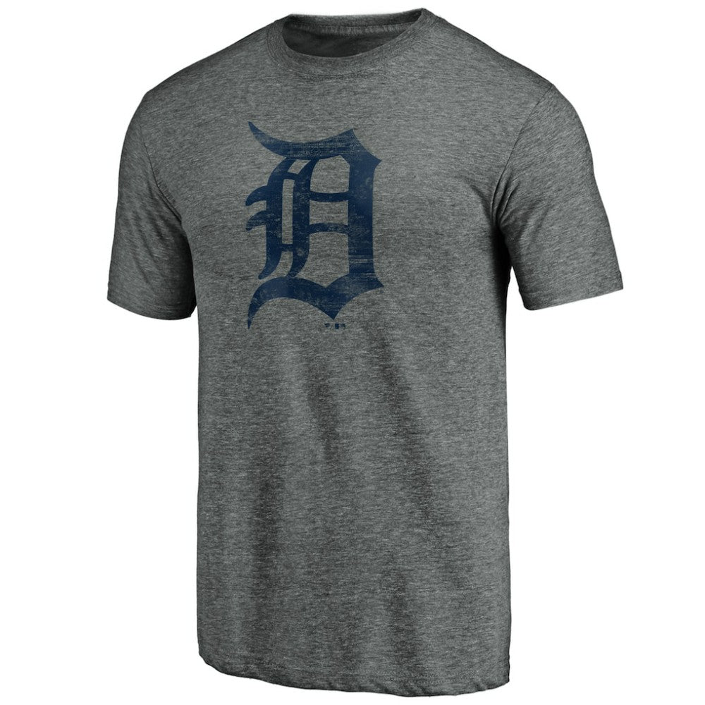 Detroit Tigers Weathered Official Logo Tri-Blend T-Shirt - Heather Gray - MLB Lifestyle