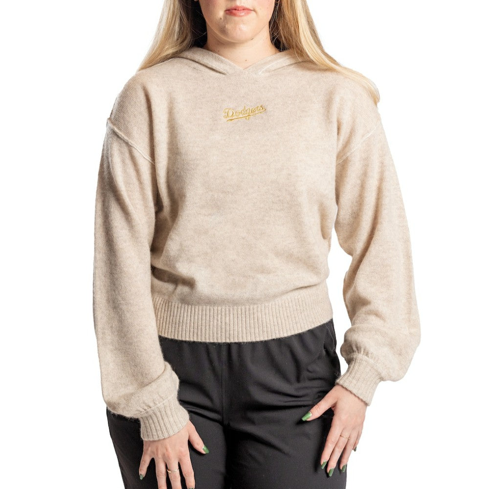 Los Angeles Dodgers Lusso Women's Beatriz Cashmere Pullover Hoodie - Natural - MLB Discount