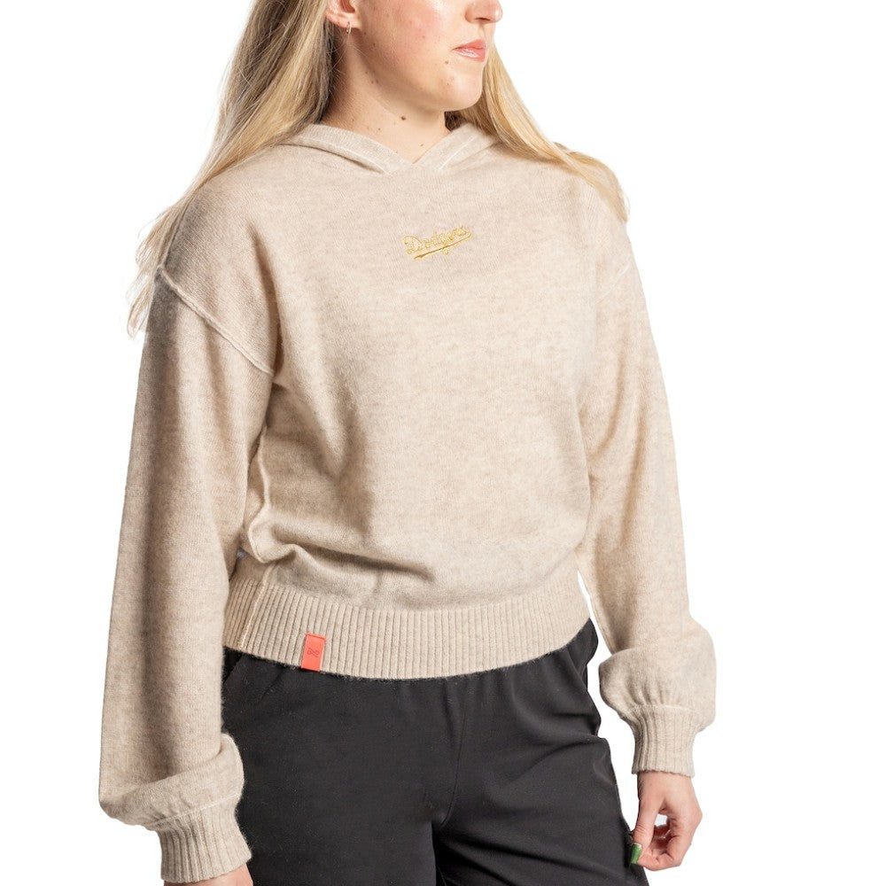 Los Angeles Dodgers Lusso Women's Beatriz Cashmere Pullover Hoodie - Natural - MLB Discount