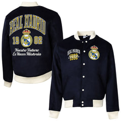 Real Madrid Sport Design Sweden Free Kick Wool Varsity Jacket Navy
