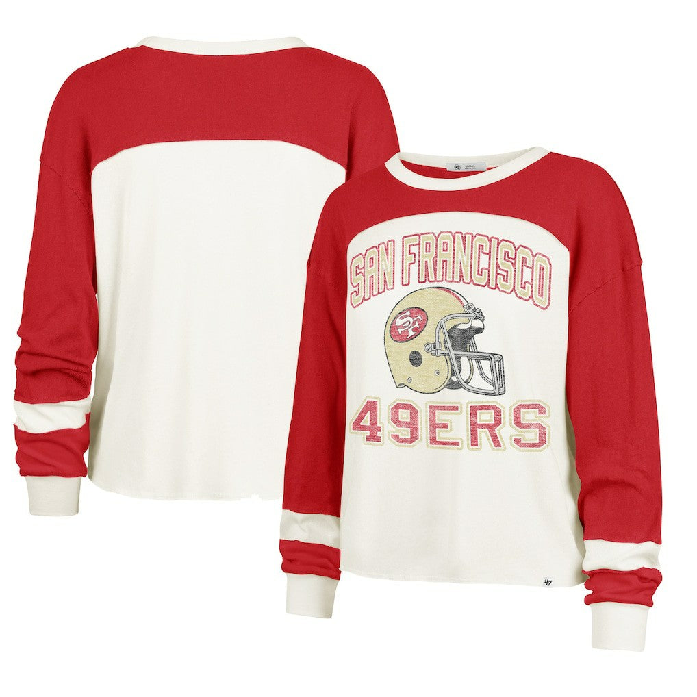 47 brand San Francisco 49ers '47 Women's Double Header Curve Toni Long Sleeve T-Shirt Cream