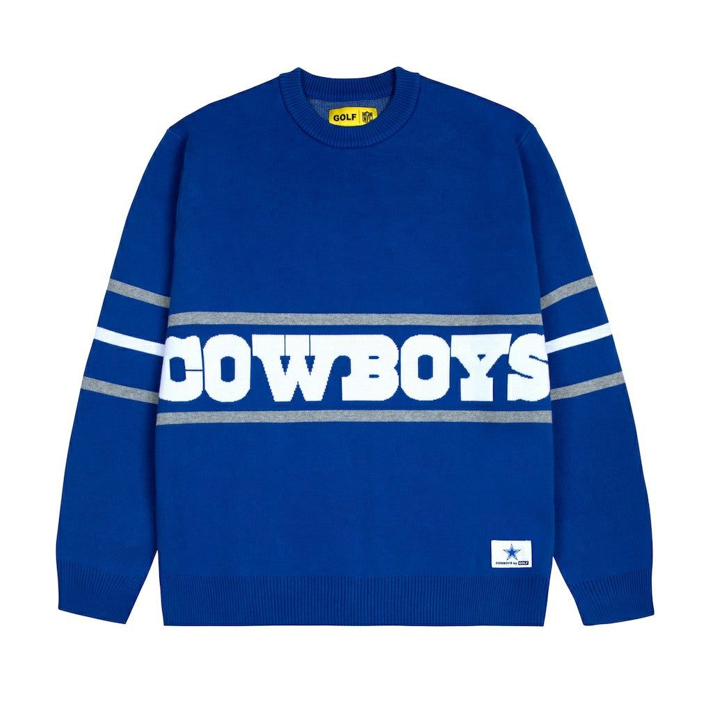 Dallas Cowboys GOLF WANG Jacquard Pullover Sweater Blue