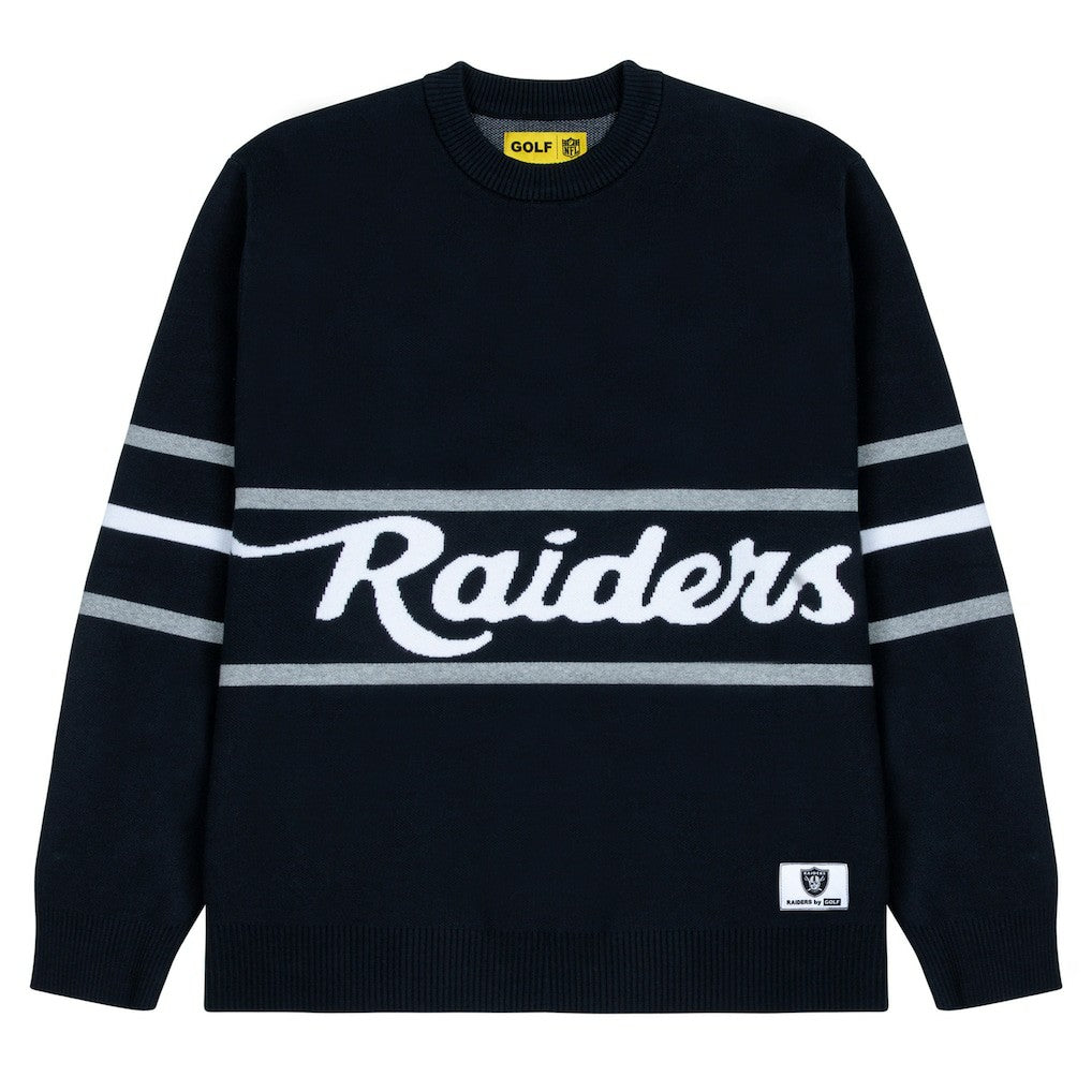 Las Vegas Raiders GOLF WANG Jacquard Pullover Sweater Black
