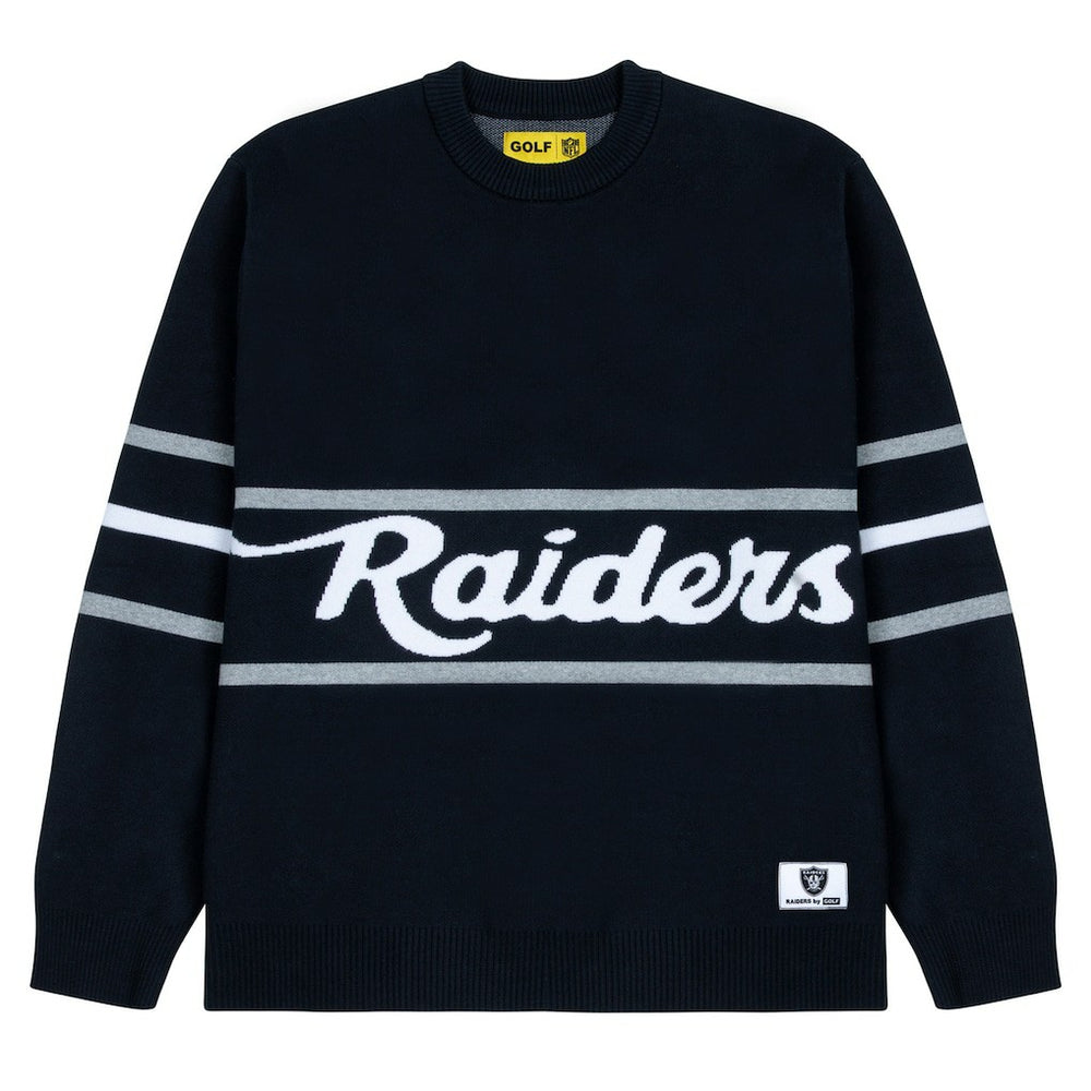 Las Vegas Raiders GOLF WANG Jacquard Pullover Sweater Black