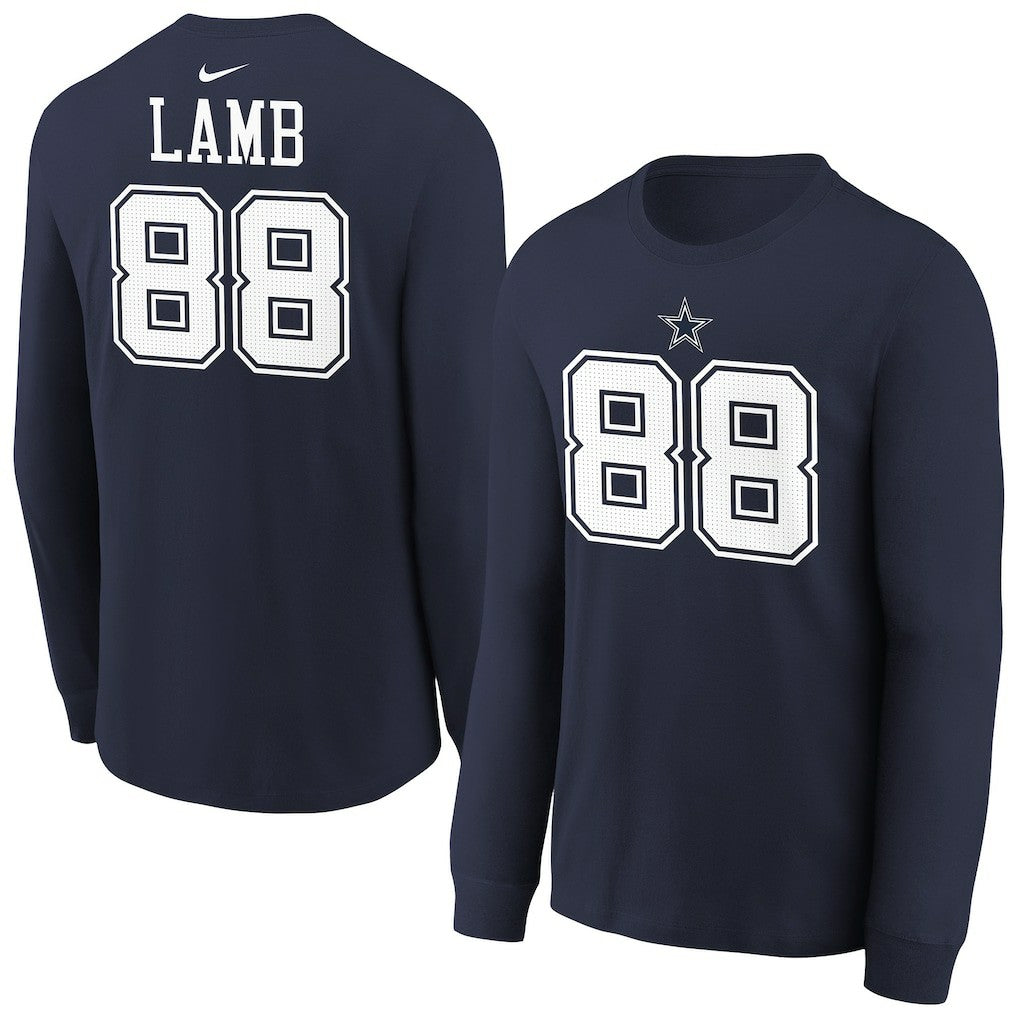 Nike CeeDee Lamb Dallas Cowboys Youth Player Name & Number Long Sleeve T-Shirt Navy