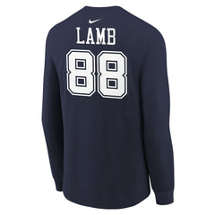 Nike CeeDee Lamb Dallas Cowboys Youth Player Name & Number Long Sleeve T-Shirt Navy
