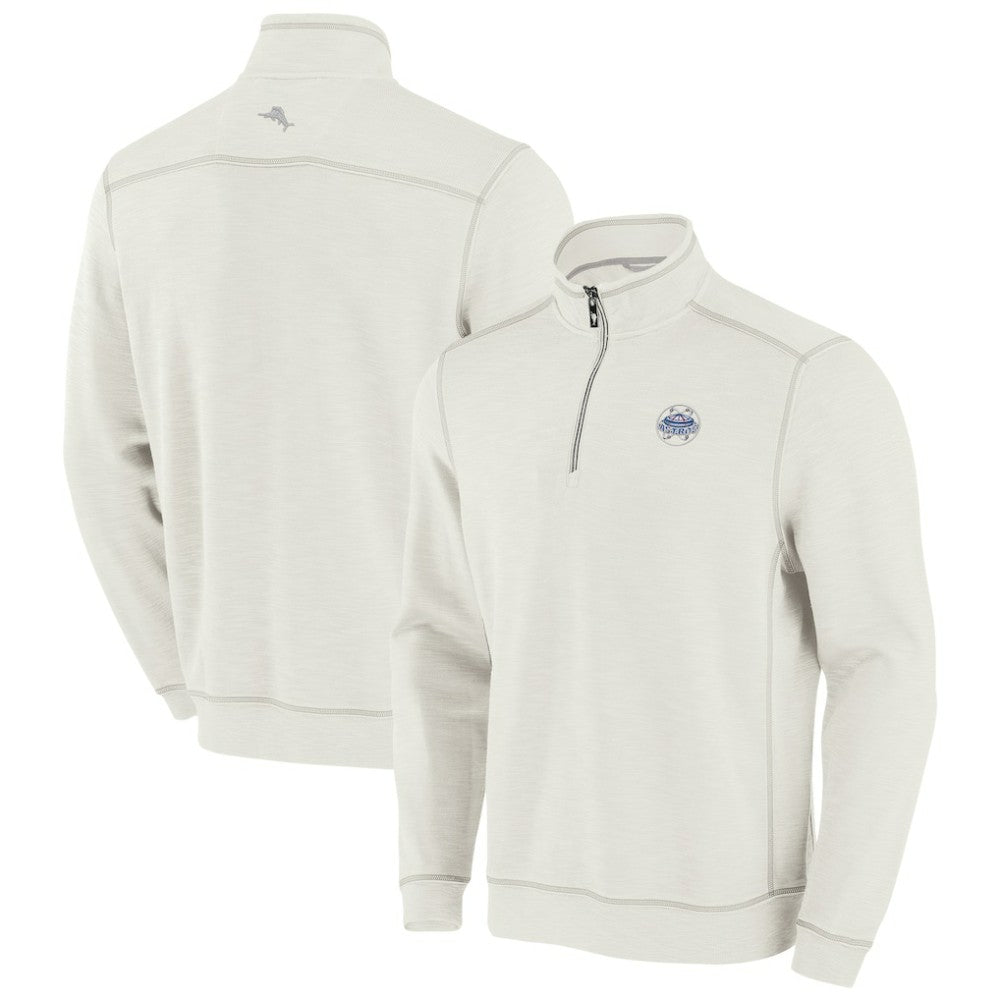Houston Astros Tommy Bahama Sport Tobago Bay Tri-Blend Half-Zip Sweatshirt - Cream - MLB Sale
