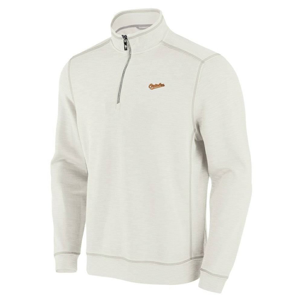 Baltimore Orioles Tommy Bahama Sport Tobago Bay Tri-Blend Half-Zip Sweatshirt - Cream - MLB Online