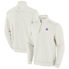 Texas Rangers Tommy Bahama Sport Tobago Bay Tri-Blend Half-Zip Sweatshirt - Cream - MLB Lifestyle