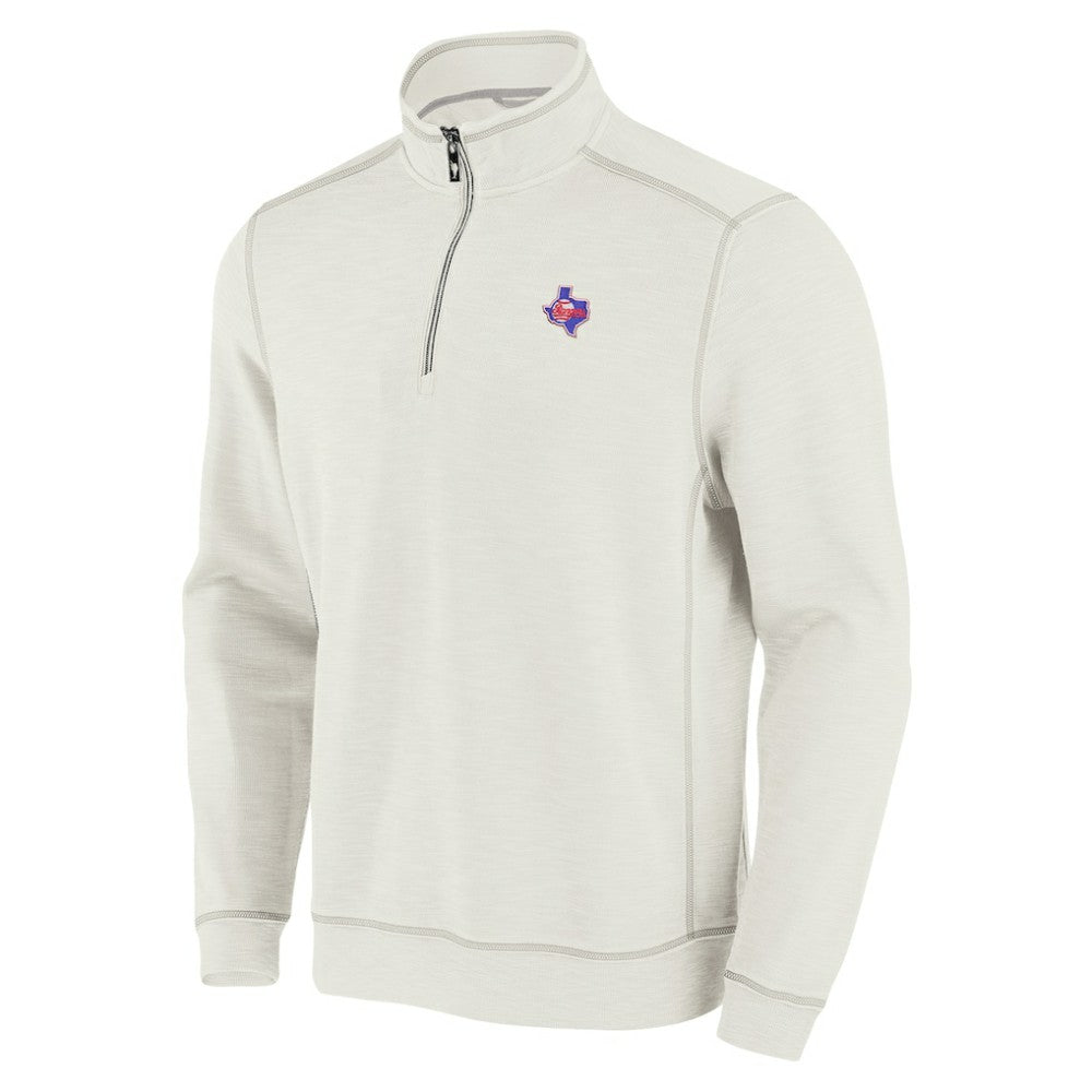 Texas Rangers Tommy Bahama Sport Tobago Bay Tri-Blend Half-Zip Sweatshirt - Cream - MLB Lifestyle