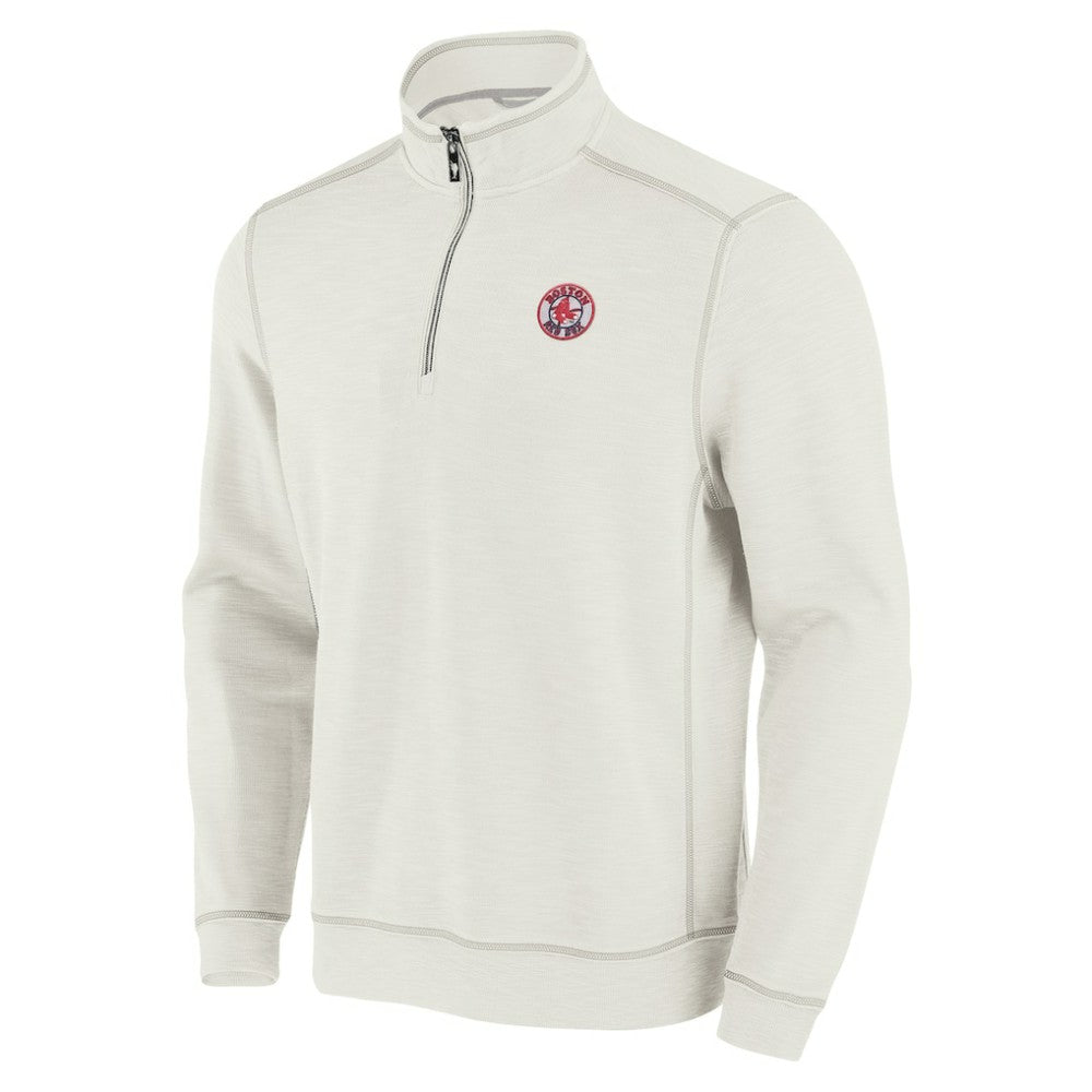 Boston Red Sox Tommy Bahama Sport Tobago Bay Tri-Blend Half-Zip Sweatshirt - Cream - MLB on Sale