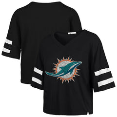 47 brand Miami Dolphins '47 Women's Premier Scout Cropped V-Neck T-Shirt Black
