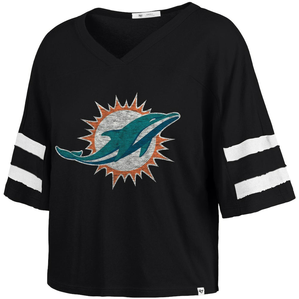 47 brand Miami Dolphins '47 Women's Premier Scout Cropped V-Neck T-Shirt Black